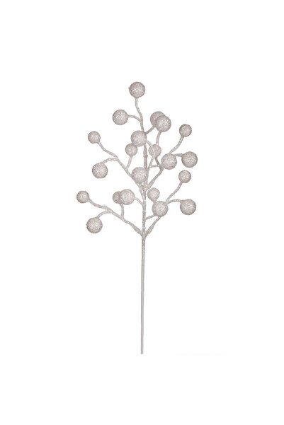 DD SHOP Ramura Decorativa de Craciun cu Fructe Albe Glitter 43cm - Crengute D...