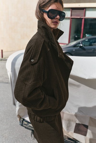 Pull & Bear Kareli boxy kaşe ceket