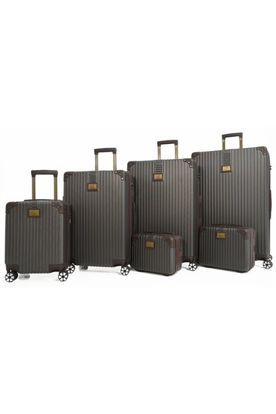 MORANO Shockproof and Drop Resistant Abs Luggage Sets 7-Piece Set Beige and Brown Hard-Shell Travel Luggage Sets