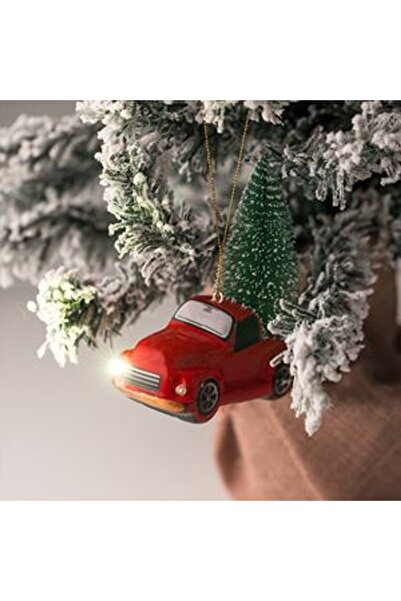 DD SHOP Ornament Brad de Craciun Masina Rosie cu Brad & LED 11x5x13cm