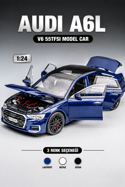 TUENGİ STORE Audi A6L 1:24 Metal Model Araba Çek Bırak Işıklı Sesli Açılır Ka...