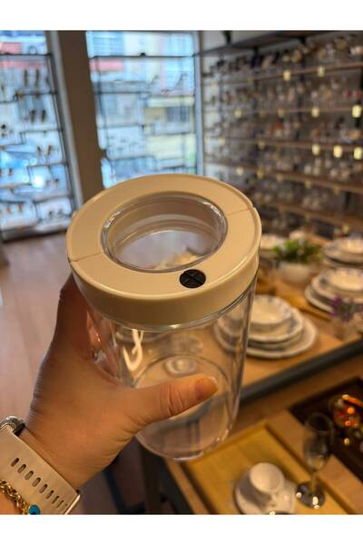 Ogeda Home 1200 ml Kilitli Vakumlu Kapak Kavanoz Beyaz - Arow Yuvarlak Kapak ...