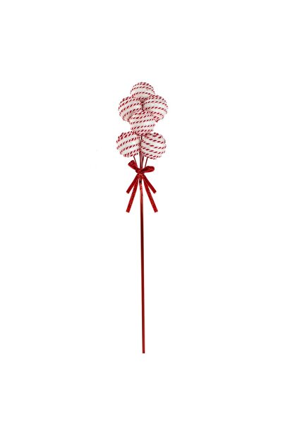 DD SHOP Ornament Brad de Craciun Globuri Rosii Albe din Spuma cu Dungi & Glit...