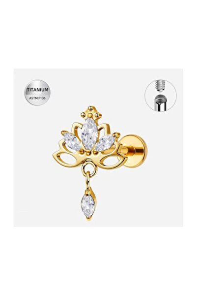 Funny Party Shop Piercing Labret din Titan F136 Auriu cu Cristale Marquise și...