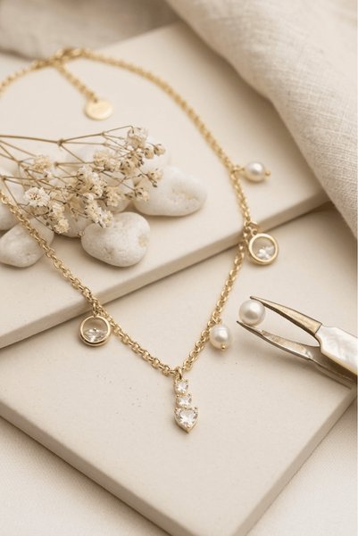 Feyz Tasarım Charm Necklace with Pearl