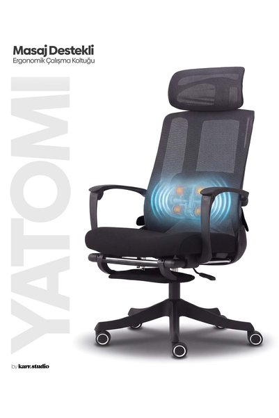 KARR OFFICE Yatomi Masajlı Ergonomik Çalışma Sandalyesi - Siyah