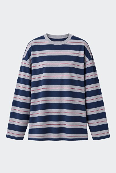 Suud Collection Blue Siera Striped Long Sleeve T-Shirt