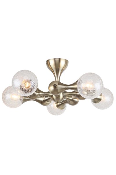 Klausen Plafonieră Cyclone KL105000, 5xE14, bronz și transparent, design modern, IP20