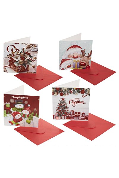 DD SHOP Felicitari de Craciun 4 Modele cu Glitter 15x15cm - 4buc - Pachet, Pr...