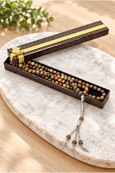 ihvan online Natural Stone Tiger's Eye Gift Prayer Beads - 99 Pieces - Sphere...