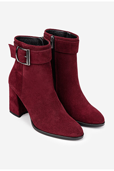 Dasha Botine dama NUR burgundy din piele intoarsa