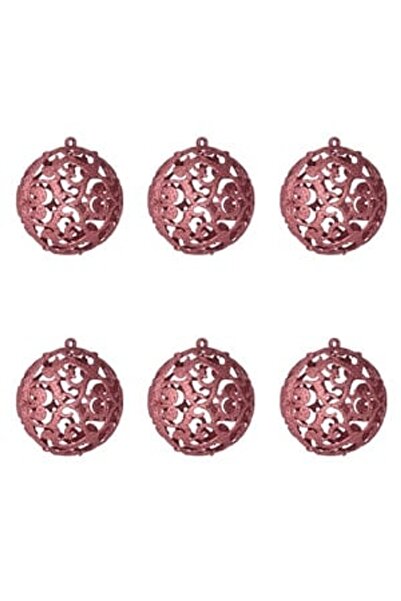 DD SHOP Set Globuri de Craciun Rose Gold Argintii Glitter Ø8cm - 6buc