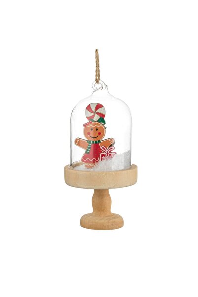 DD SHOP Decoratiune de Craciun din Lemn & Cupola cu Figurina Om de Turta Dulc...