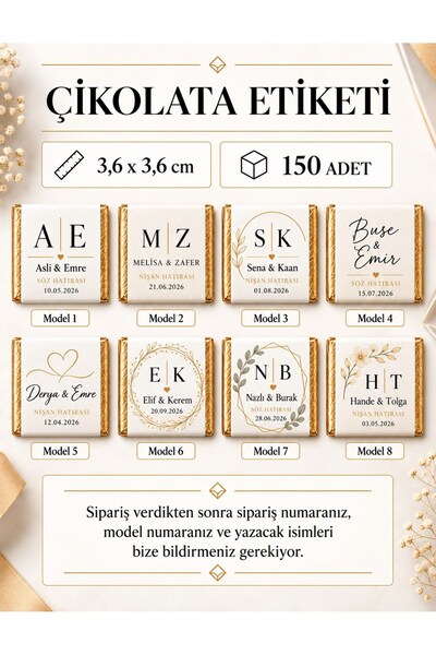 Emtory Home 150 Adet Çikolata Sticker - Madlen Sticker - Kişiye Özel Kurumsal...