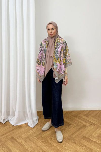 Melike Tatar Desenli Omuz Şalı 75-0002