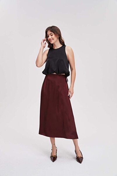 menta Plaid Wide-Leg Midi Skirt