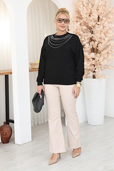 Siyezen Plus Size Beaded Modal Fabric Blouse