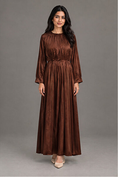 Livia Gathered Neckline Long-Sleeve Maxi Dress