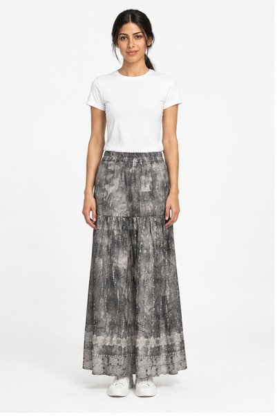 Livia Patterned Skirt With A Decorative Hem