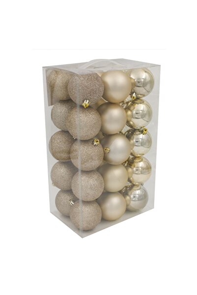 DD SHOP Set Globuri de Craciun Bej Lampanie Mat Stralucitoare si cu Glitter Ø...