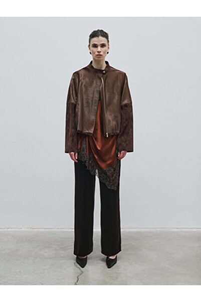 BAQA Crew Neck Leather Jacket