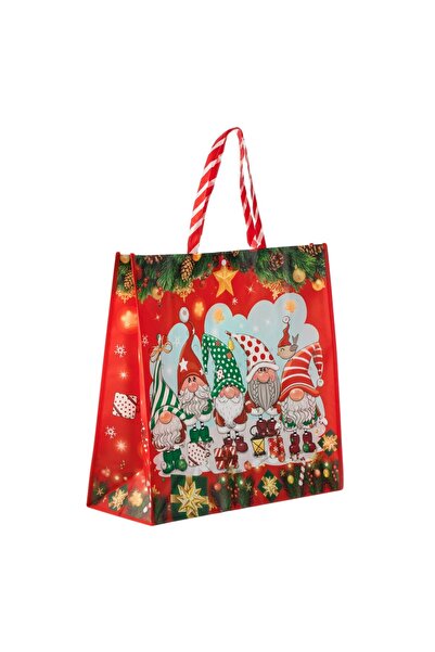 DD SHOP Sacosa reutilizabila pentru Craciun, model gnome cu cadouri, poliprop...