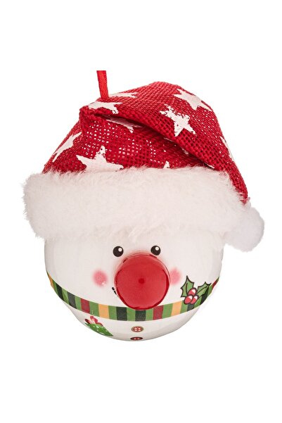 DD SHOP Glob de Craciun Alb Om de Zapada cu Caciula Rosie Nas Rosu Ø6.5cm