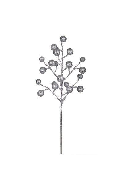 DD SHOP Ramura Decorativa de Craciun Argintie cu Fructe Glitter 43cm