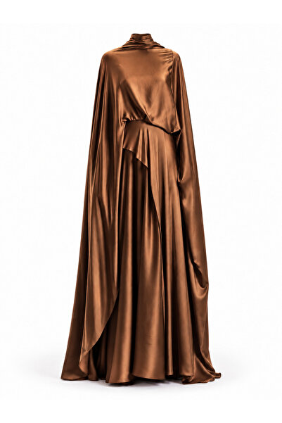 BAQA Silk Dress with Cape Detail
