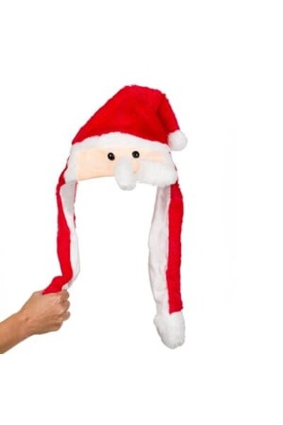 DD SHOP Coronita Caciula Mos Craciun din Blana Rosie cu Miscare - Bentite Par
