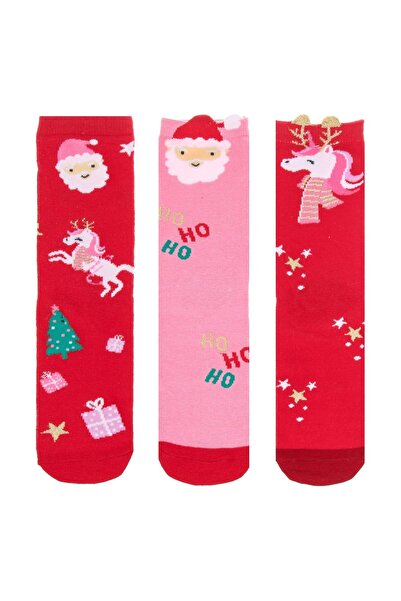 DD SHOP Sosete de Craciun Rosii Roz cu Model Mos Craciun Unicorn pentru Copii...