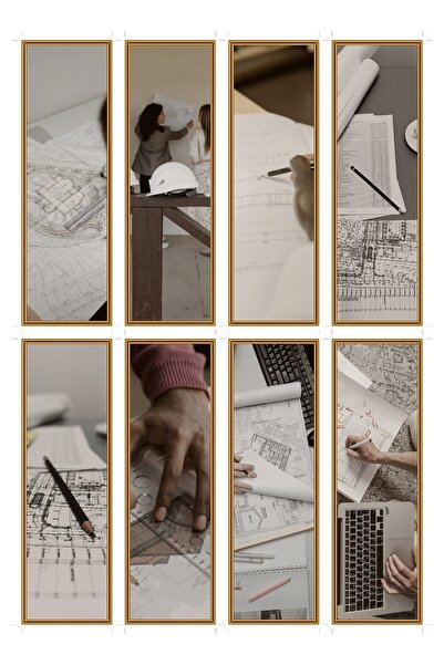 OEM Semne de carte set de 8 cu tema planuri de arhitectura, design tehnic, ca...