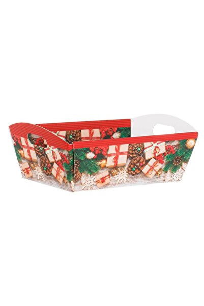 DD SHOP Cos din Carton DIY de Craciun Conuri Crengi Cadouri Fulgi 27x19x9cm
