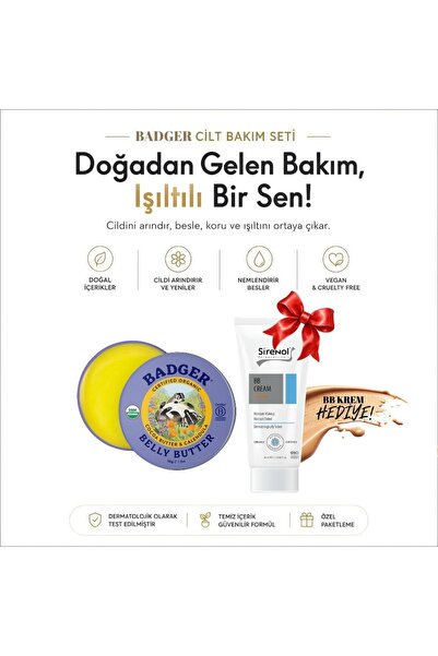 Badger Karın Bölgesi Nemlendirici Krem ve Sirenol BB Krem Set 56 gr / 30 mL