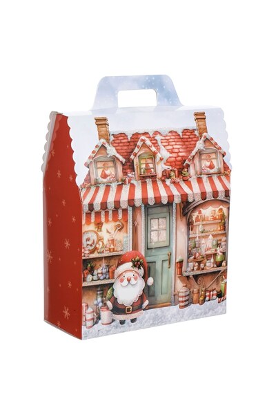 DD SHOP Cutie Ambalaj de Craciun Pliabila DIY cu Maner & Model Casa Ninsa cu ...