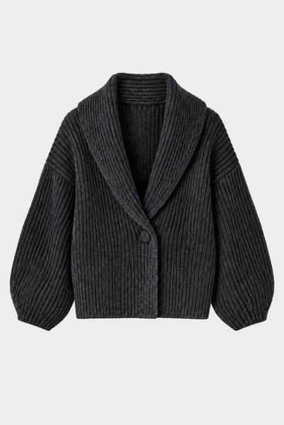 Suud Collection Anthracite Mana Oversize Wool Knitwear Cardigan