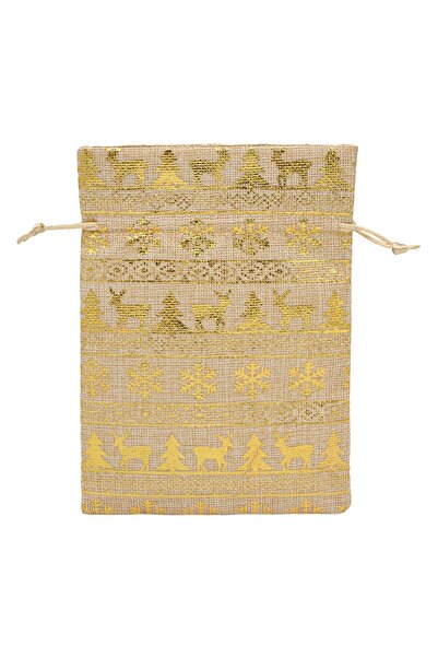 DD SHOP Punga din in bej, 19x14 cm, saculet textil pentru cadouri, ambalaj Cr...
