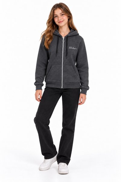 YUKO KİDS 36510-26 Zippered Hooded Sweatshirt – 3-Thread Ribbed Inside, Kangaroo Pocket, Ages 13-16