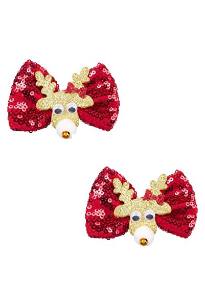 DD SHOP Clame de Par de Craciun Fundite Cerbi 8cm - 2buc - Accesorii