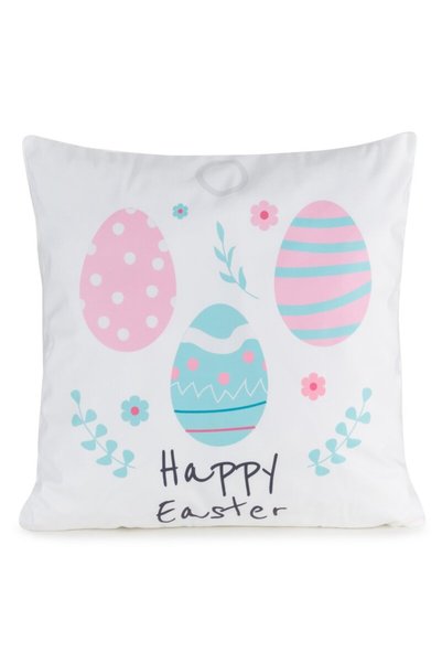 Eurofirany Fata de perna decorativa, 45x45cm, alb, 100% poliester, imprimeu d...