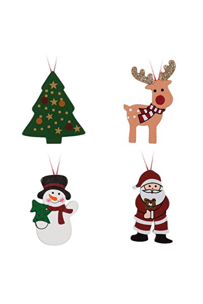 DD SHOP Ornamente Brad de Craciun Figuri din Lemn 4cm - 8buc - Seturi Value Pack