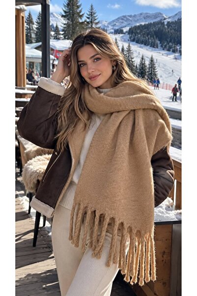 HAZAL KAYA ATELIER Camel Premium Imported Soft Textured Fabric Thick Women's ...