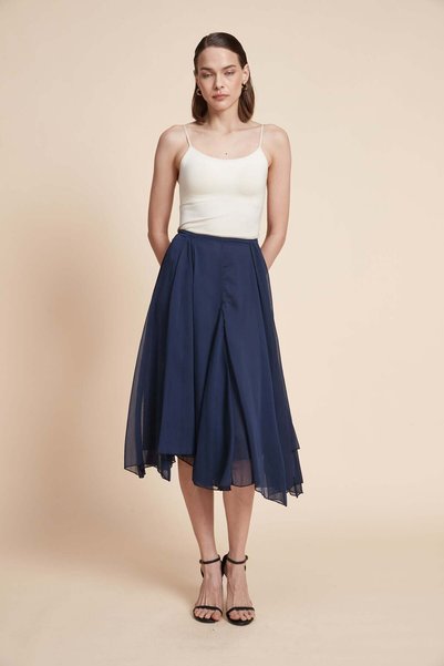 Yola Women's Plain Pleated Midi Skirt