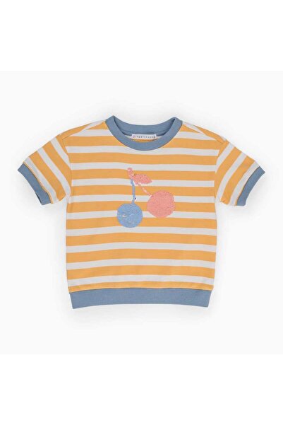 Gingersnaps Girls Striped Half-Sleeve Top