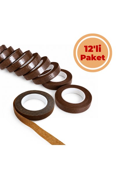 Renk İthalat Çiçek Bandı Kahverengi Toptan 264 Metre Çiçekçi Teli Sapı Yapışk...