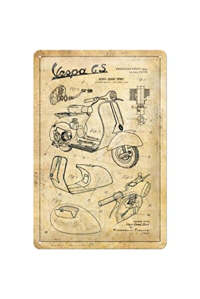 Nostalgic Art Poster metalic 20x30 Schiță Vespa-Parts - Accent perfect pentru...