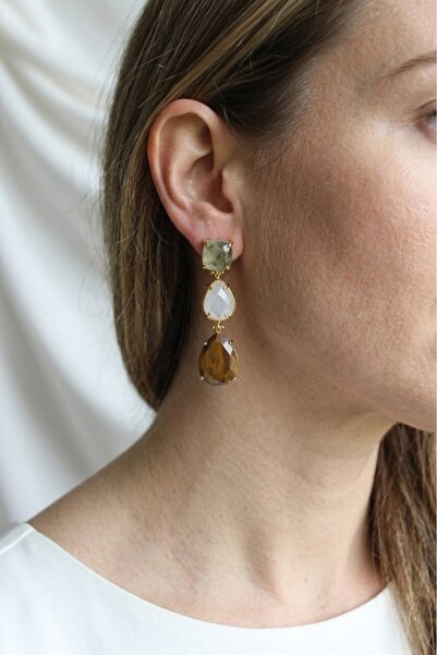 Feyz Tasarım Natural Three Stone Earrings