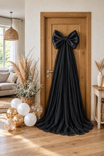 ecrin tuhafiye hobi 50 x 150 cm Saten & Kristal tül Fiyonk Bebek Kapı Süsü, B...