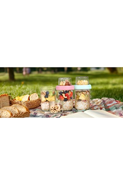 bedee Set de 4 recipiente ermetice pentru iaurt și cereale, 500ml+100ml