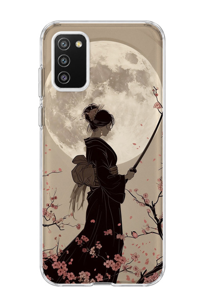lelia Samsung Galaxy A02S Compatible Geisha Full Moon Printed Transparent Pho...